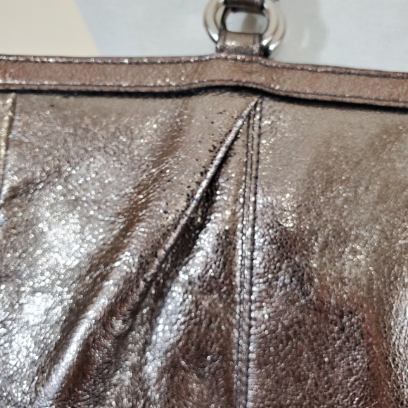 Coach Gallery East West large leather tote bag gray silver bronze metallic - Picture 7 of 8